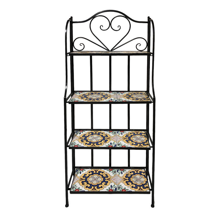 Scaffale in metallo con 4 ripiani mosaico - Caltagirone