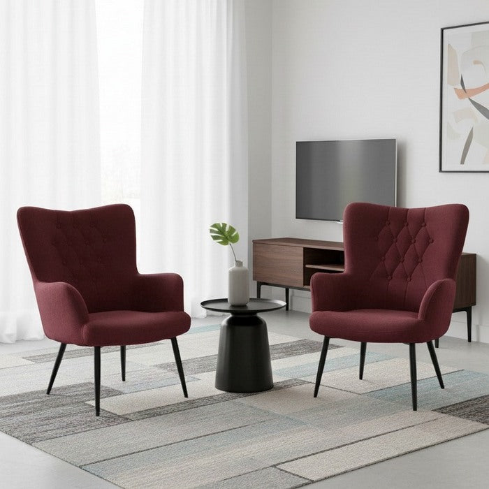 Poltrona moderna in tessuto con gambe in metallo nero - Julie