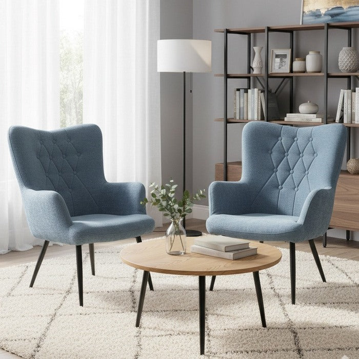 Poltrona moderna in tessuto con gambe in metallo nero - Julie