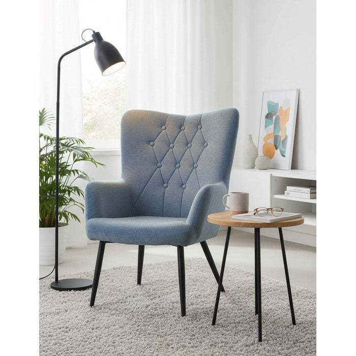 Poltrona moderna in tessuto con gambe in metallo nero - Julie