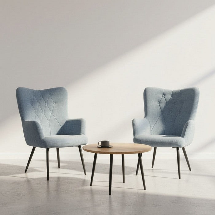 Poltrona moderna in tessuto con gambe in metallo nero - Julie