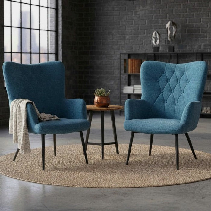 Poltrona moderna in tessuto con gambe in metallo nero - Julie