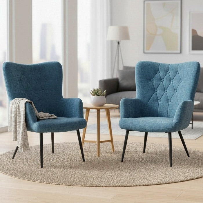 Poltrona moderna in tessuto con gambe in metallo nero - Julie