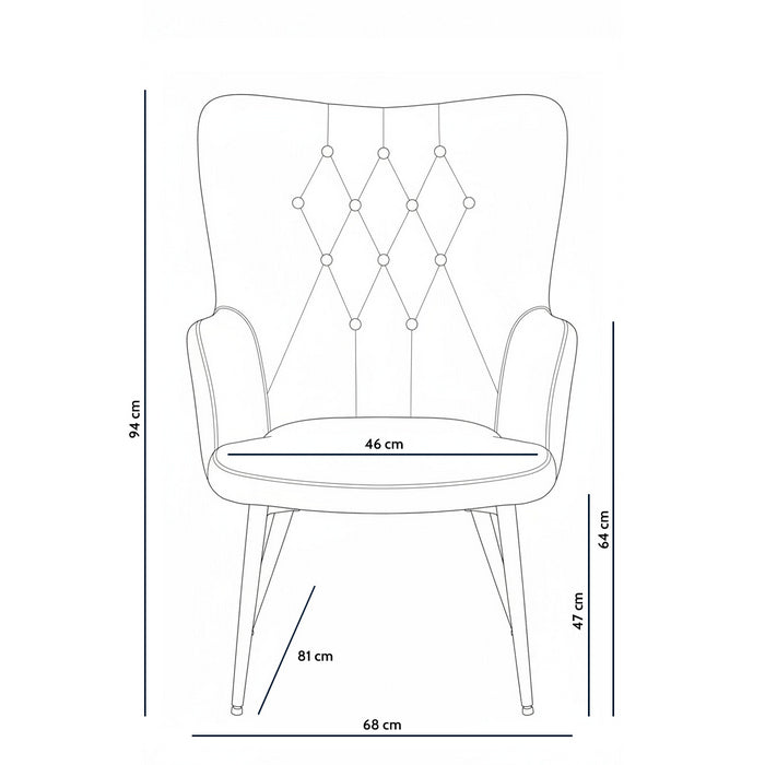 Poltrona moderna in tessuto con gambe in metallo nero - Julie