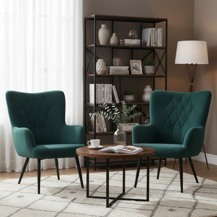 Poltrona moderna in tessuto con gambe in metallo nero - Julie