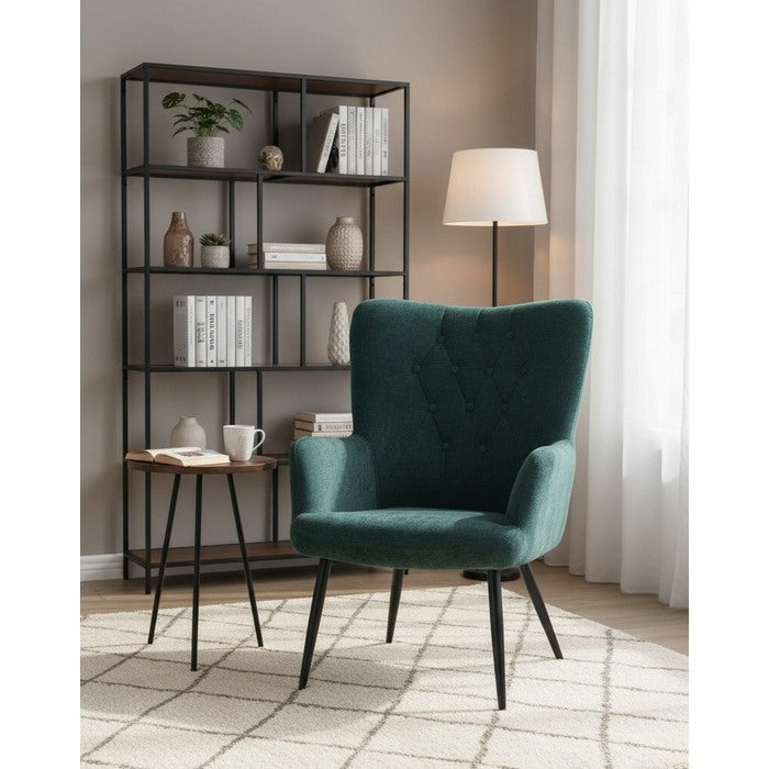 Poltrona moderna in tessuto con gambe in metallo nero - Julie