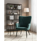 Poltrona moderna in tessuto con gambe in metallo nero - Julie