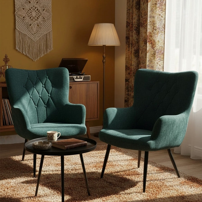 Poltrona moderna in tessuto con gambe in metallo nero - Julie