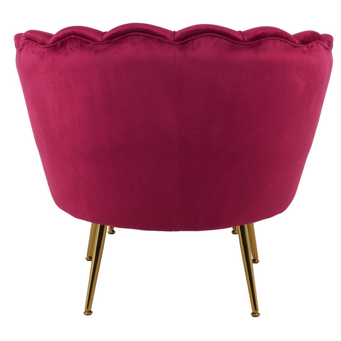 Set poltrona e pouf in velluto con gambe in metallo cromato oro