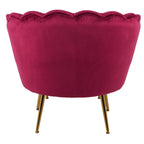 Set poltrona e pouf in velluto con gambe in metallo cromato oro