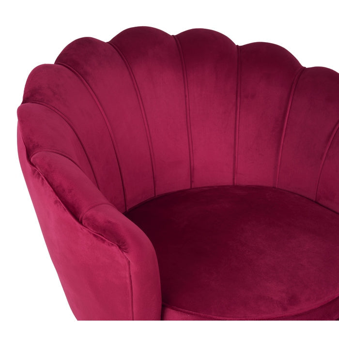 Set poltrona e pouf in velluto con gambe in metallo cromato oro