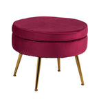 Set poltrona e pouf in velluto con gambe in metallo cromato oro