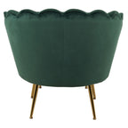 Set poltrona e pouf in velluto con gambe in metallo cromato oro