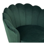 Set poltrona e pouf in velluto con gambe in metallo cromato oro