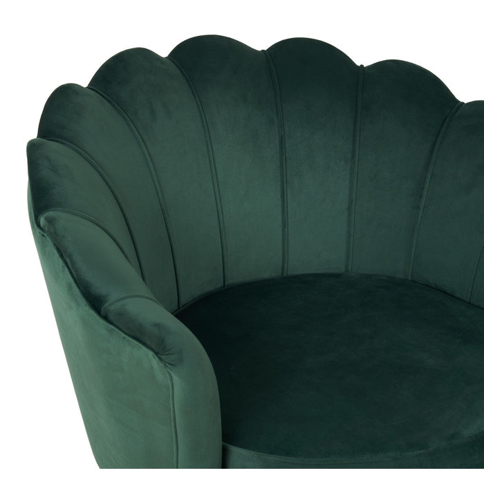 Set poltrona e pouf in velluto con gambe in metallo cromato oro