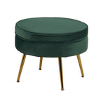 Set poltrona e pouf in velluto con gambe in metallo cromato oro
