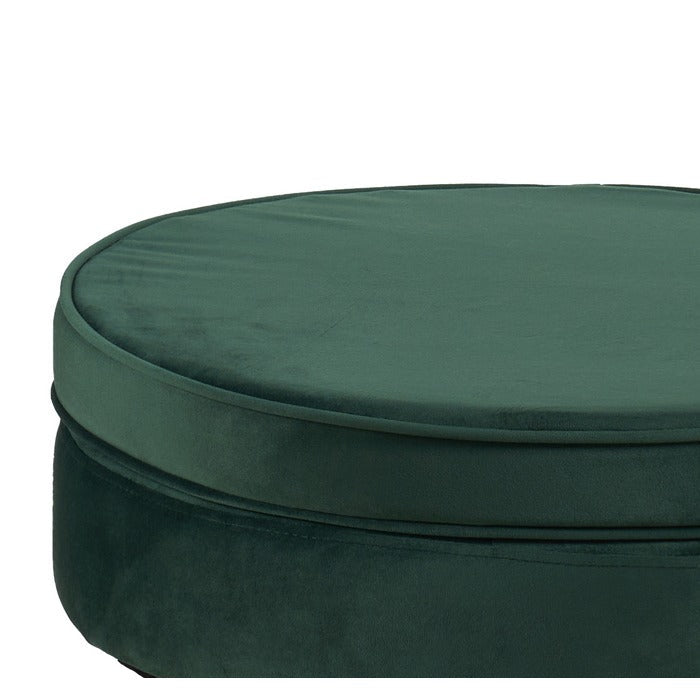 Set poltrona e pouf in velluto con gambe in metallo cromato oro