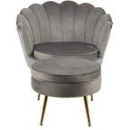 Set poltrona e pouf in velluto con gambe in metallo cromato oro