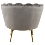 Set poltrona e pouf in velluto con gambe in metallo cromato oro