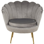 Set poltrona e pouf in velluto con gambe in metallo cromato oro