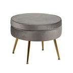 Set poltrona e pouf in velluto con gambe in metallo cromato oro