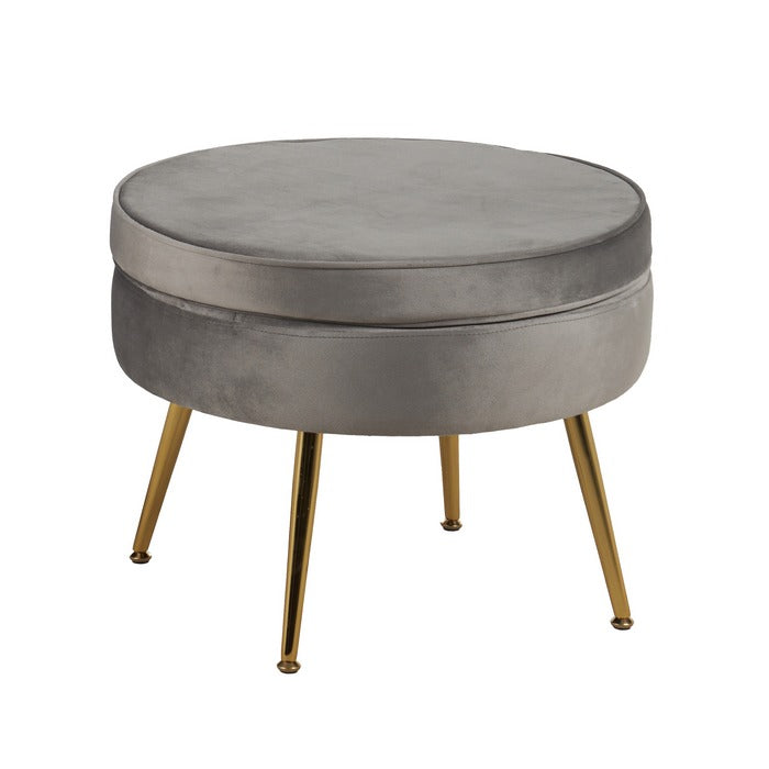 Set poltrona e pouf in velluto con gambe in metallo cromato oro