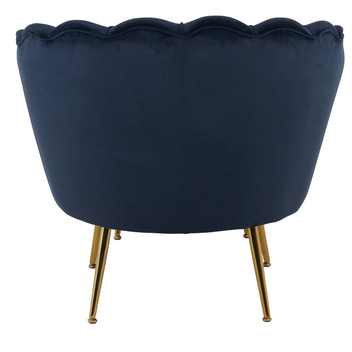 Set poltrona e pouf in velluto con gambe in metallo cromato oro