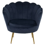 Set poltrona e pouf in velluto con gambe in metallo cromato oro