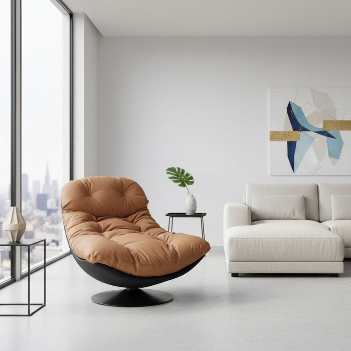 Poltrona relax girevole a 360° con seduta in pelle - Loft