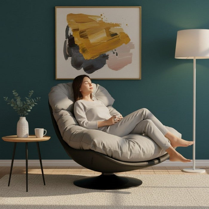 Poltrona relax girevole a 360° con seduta in pelle - Loft