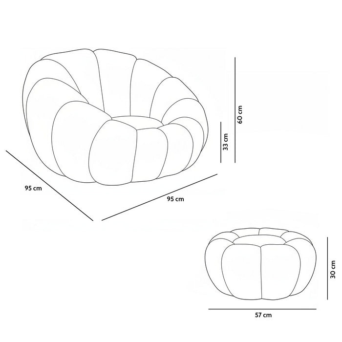Set poltrona girevole con pouf poggiapiedi in tessuto bouclè - Nuvola