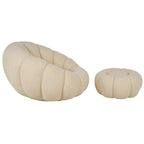 Set poltrona girevole con pouf poggiapiedi in tessuto bouclè - Nuvola