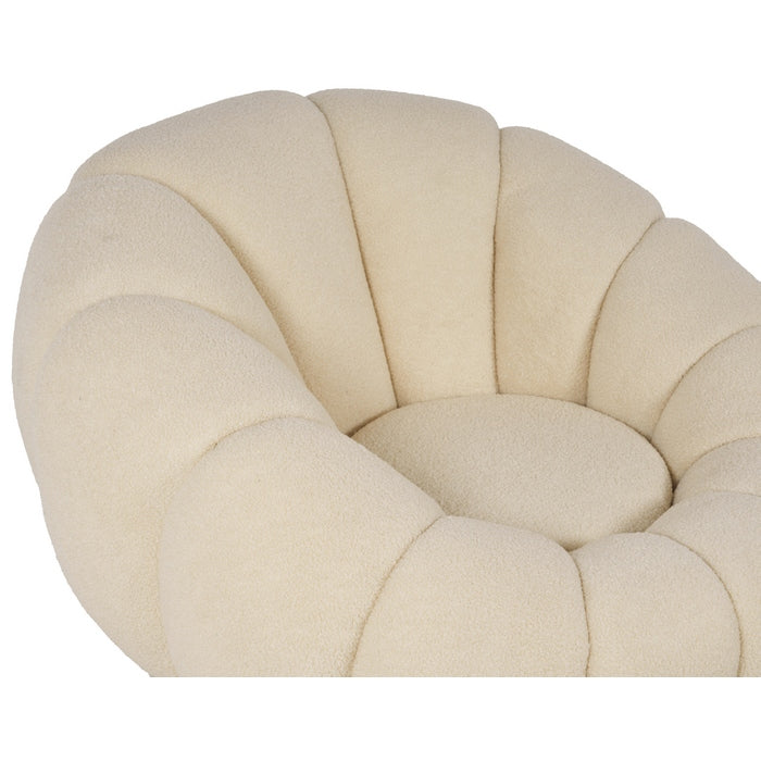 Set poltrona girevole con pouf poggiapiedi in tessuto bouclè - Nuvola