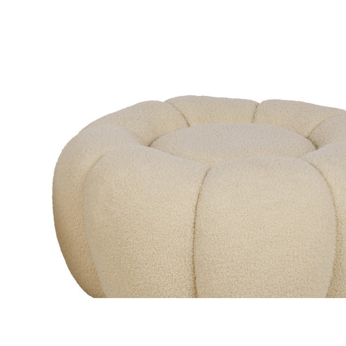 Set poltrona girevole con pouf poggiapiedi in tessuto bouclè - Nuvola