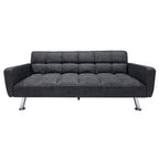 Divano letto in tessuto con gambe in metallo cromato - Nova