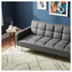 Divano letto in tessuto con gambe in metallo cromato - Nova