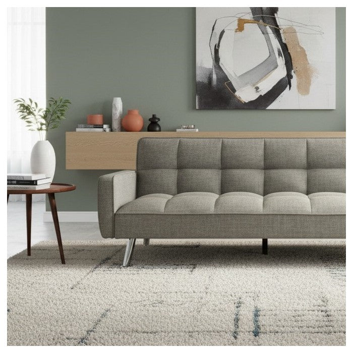 Divano letto in tessuto con gambe in metallo cromato - Nova