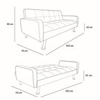Divano letto in tessuto con gambe in metallo cromato - Nova