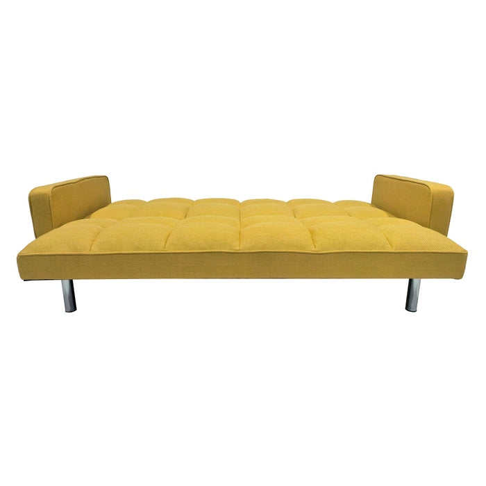 Divano letto in tessuto con gambe in metallo cromato - Nova