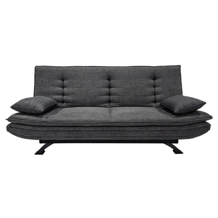 Divano letto in tessuto con gambe nere e cuscini - Vittoria