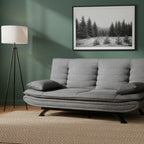 Divano letto in tessuto con gambe nere e cuscini - Vittoria