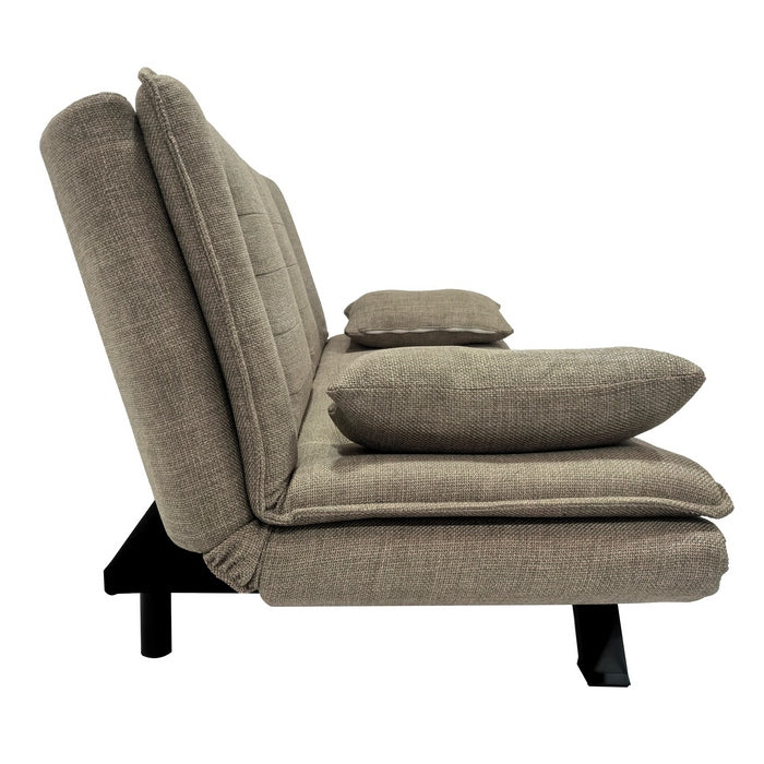 Divano letto in tessuto con gambe nere e cuscini - Vittoria