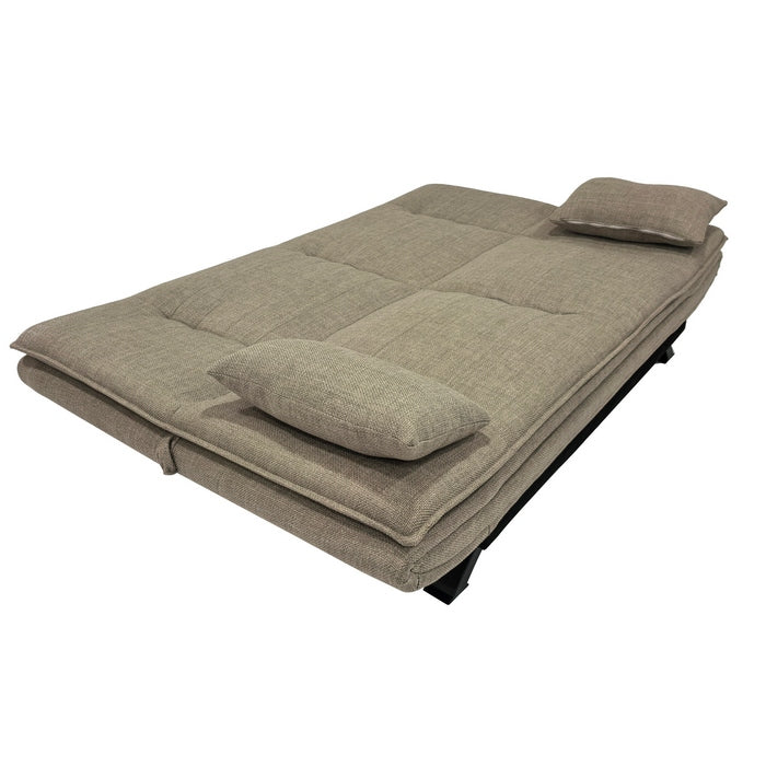 Divano letto in tessuto con gambe nere e cuscini - Vittoria