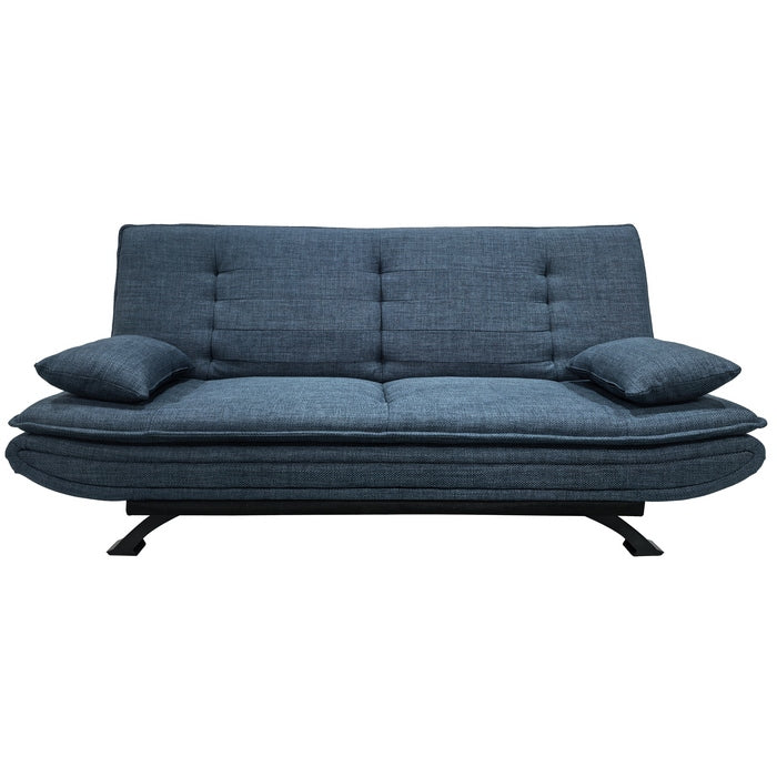 Divano letto in tessuto con gambe nere e cuscini - Vittoria