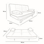 Divano letto in tessuto con gambe nere e cuscini - Vittoria