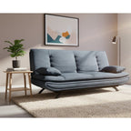 Divano letto in tessuto con gambe nere e cuscini - Vittoria