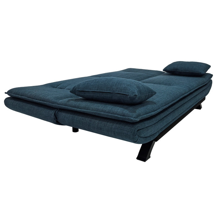 Divano letto in tessuto con gambe nere e cuscini - Vittoria