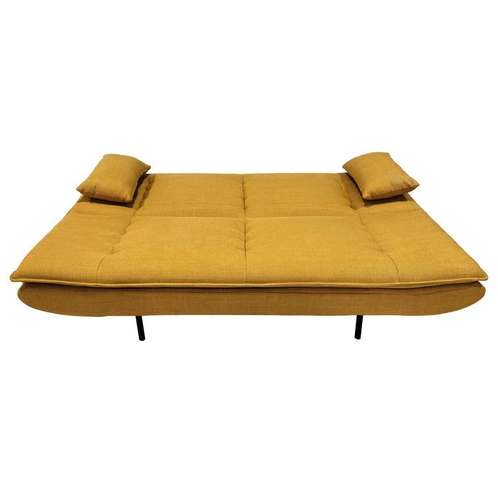 Divano letto in tessuto con gambe nere e cuscini - Vittoria