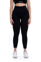 Leggings a costine nero modello CIRCE a vita alta