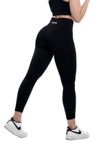 Leggings a costine nero modello CIRCE a vita alta